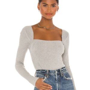 Lovers and Friends - Tie Back Fitted Rib Sweater - Gray - Size Small